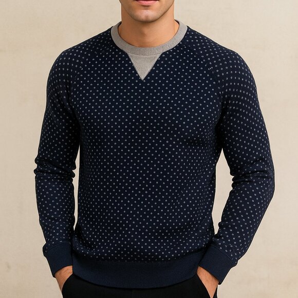 21Men Forever 21 Men Navy Blue Polka Dot Sweater Small - Picture 1 of 8